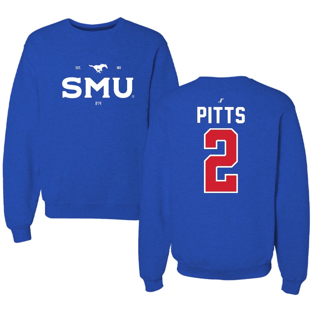 Southern Methodist University Basketball Blue General Crewneck - #2 TK Pitts