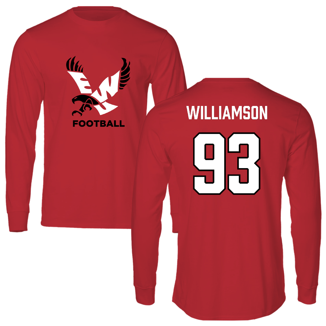 Eastern Washington University Football Red EWU Performance Long Sleeve - #93 Ethan Williamson