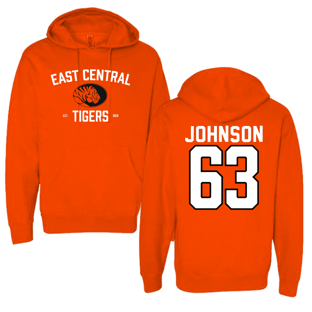 East Central University Football Orange General Hoodie - #63 Tyson Johnson