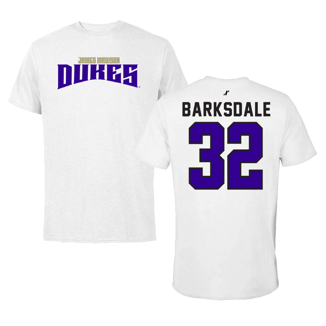 James Madison University Football White Classic Performance Tee - #32 DJ Barksdale