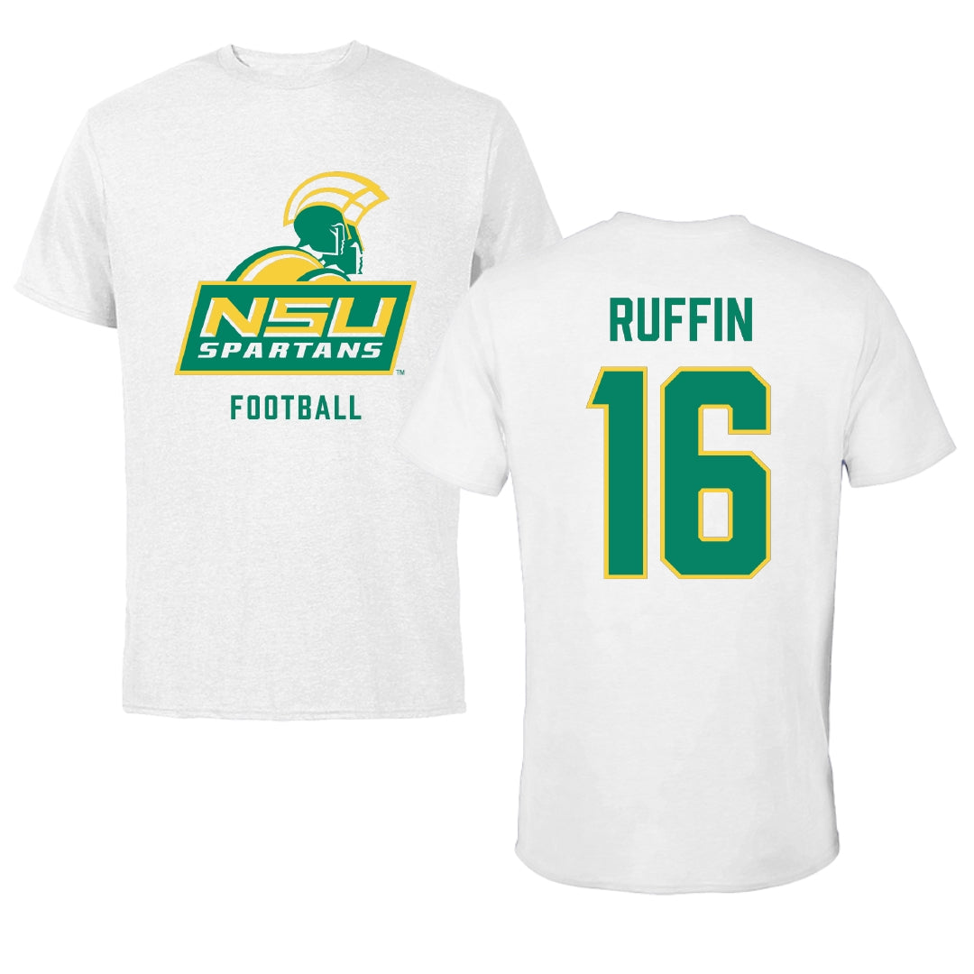 Norfolk State University Football White Tee - #16 Christian Ruffin