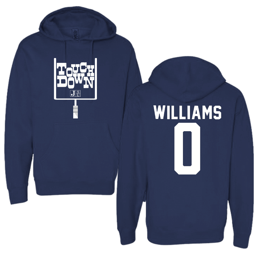 Jackson State University Football Navy Touchdown Hoodie - #0 Jeremiah Williams