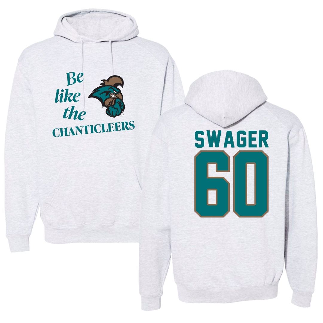 Coastal Carolina University Football Light Gray Be Like Us Hoodie - #60 Mike Swager