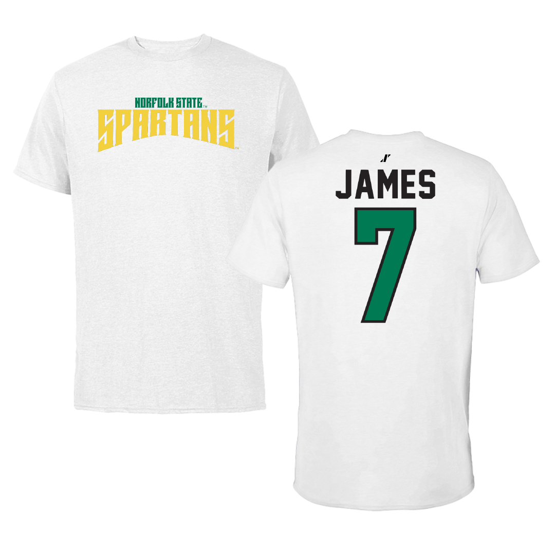 Norfolk State University Football White Classic Performance Tee - #7 Nolan James
