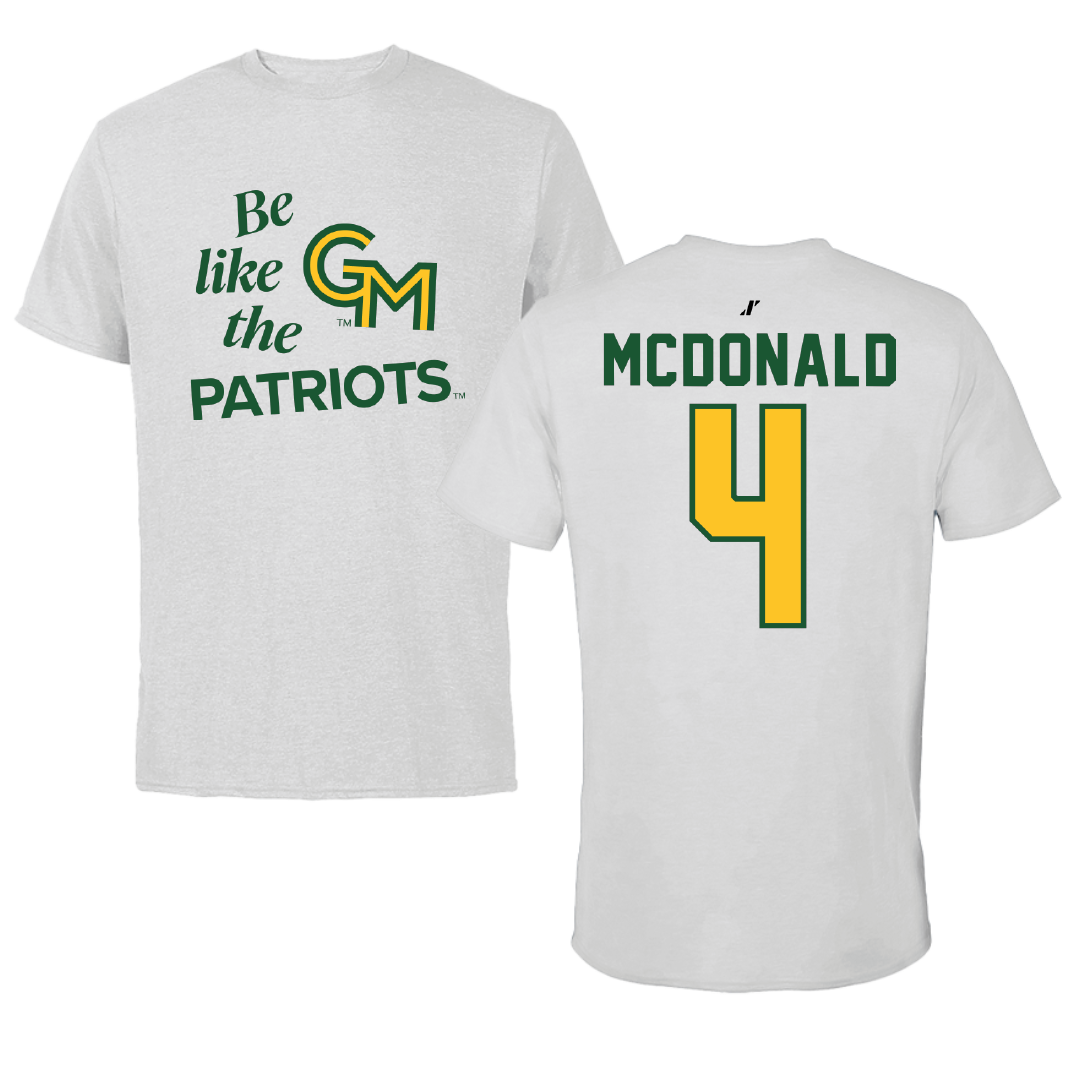 George Mason University Volleyball Light Gray Be Like Us Performance Tee - #4 Troy McDonald