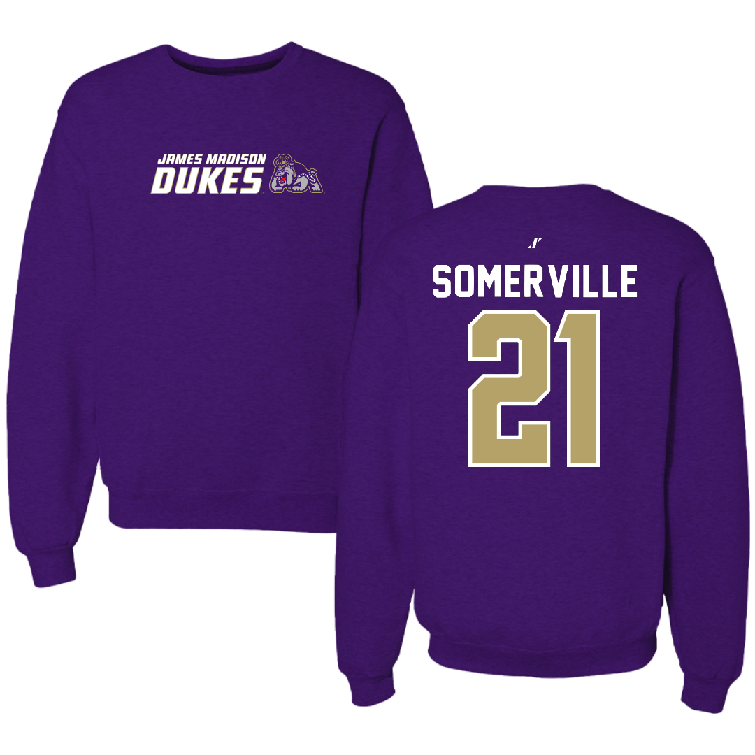 James Madison University Football Purple General Crewneck - #21 Jamari Somerville