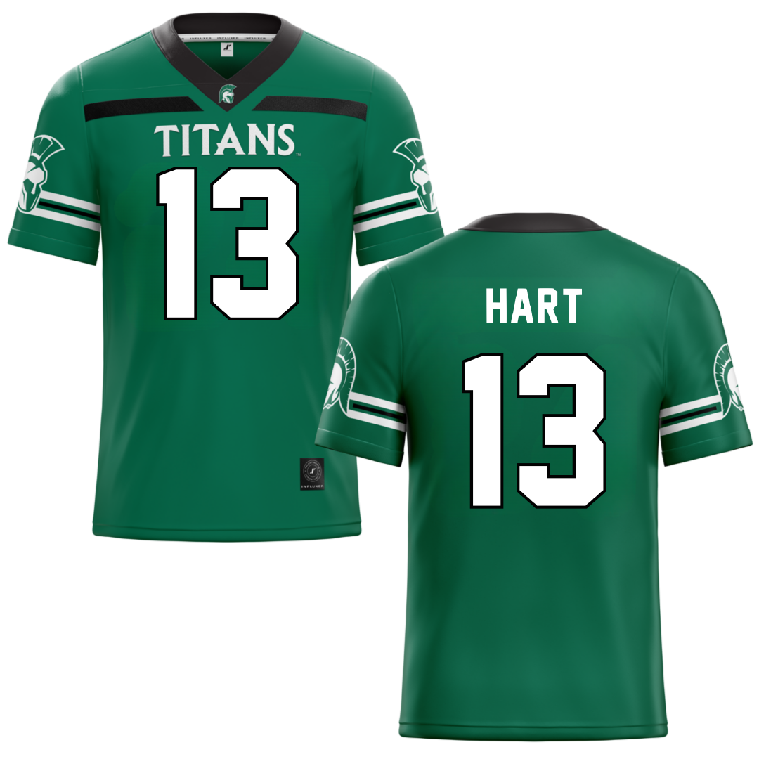 Illinois Wesleyan University Green Football Jersey - #13 Shyne Hart