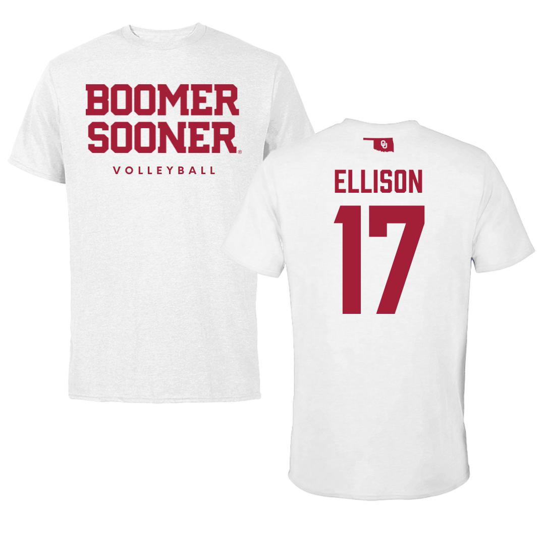 University of Oklahoma Volleyball White Performance Tee - #17 Daleigh Ellison