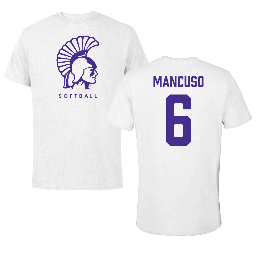Winona State University Softball White Tee - #6 Tiegan Mancuso
