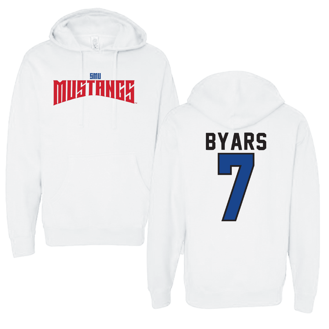 Southern Methodist University Soccer White Classic Hoodie - #7 Truth Byars