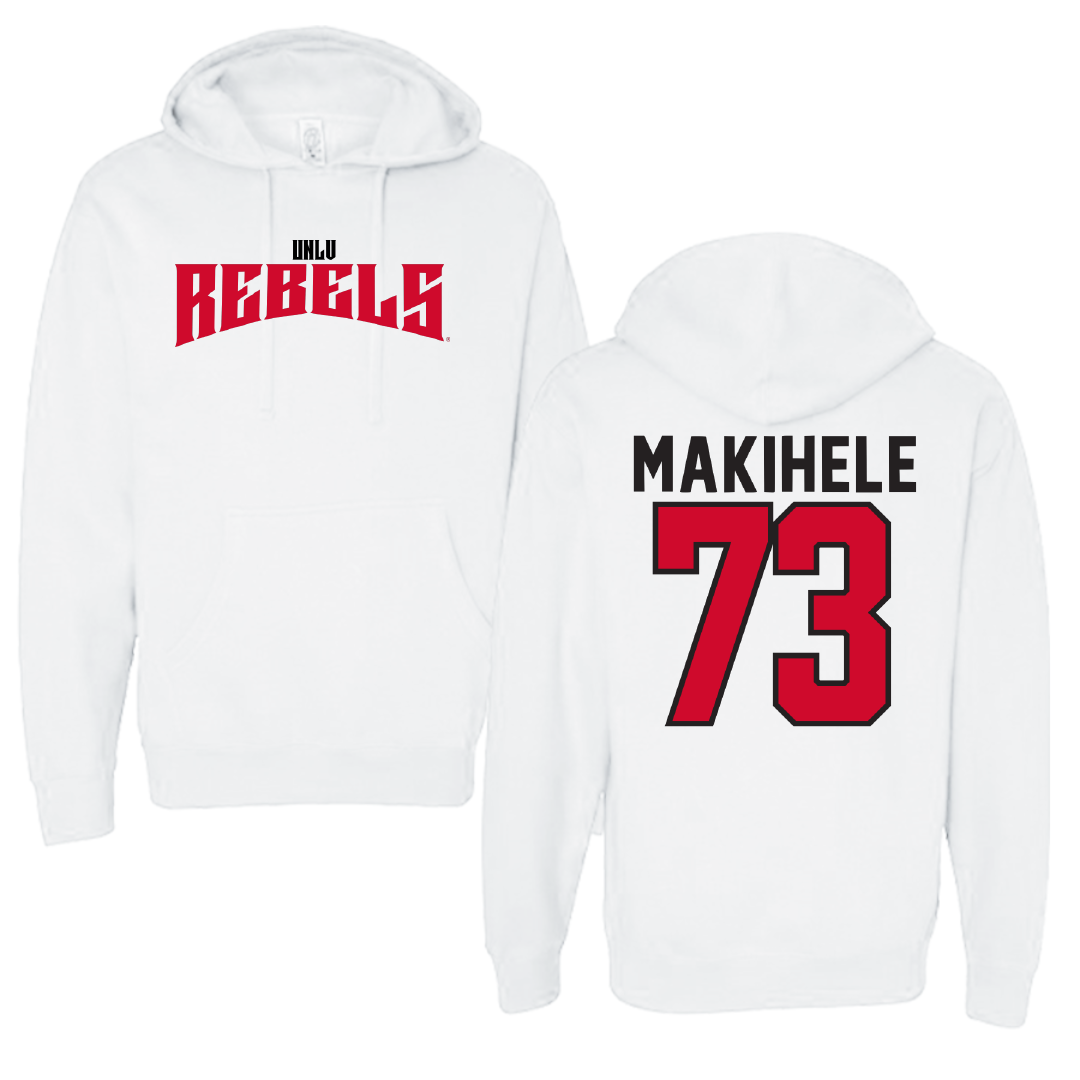 University of Nevada-Las Vegas Football White Classic Hoodie - #73 Alani Makihele