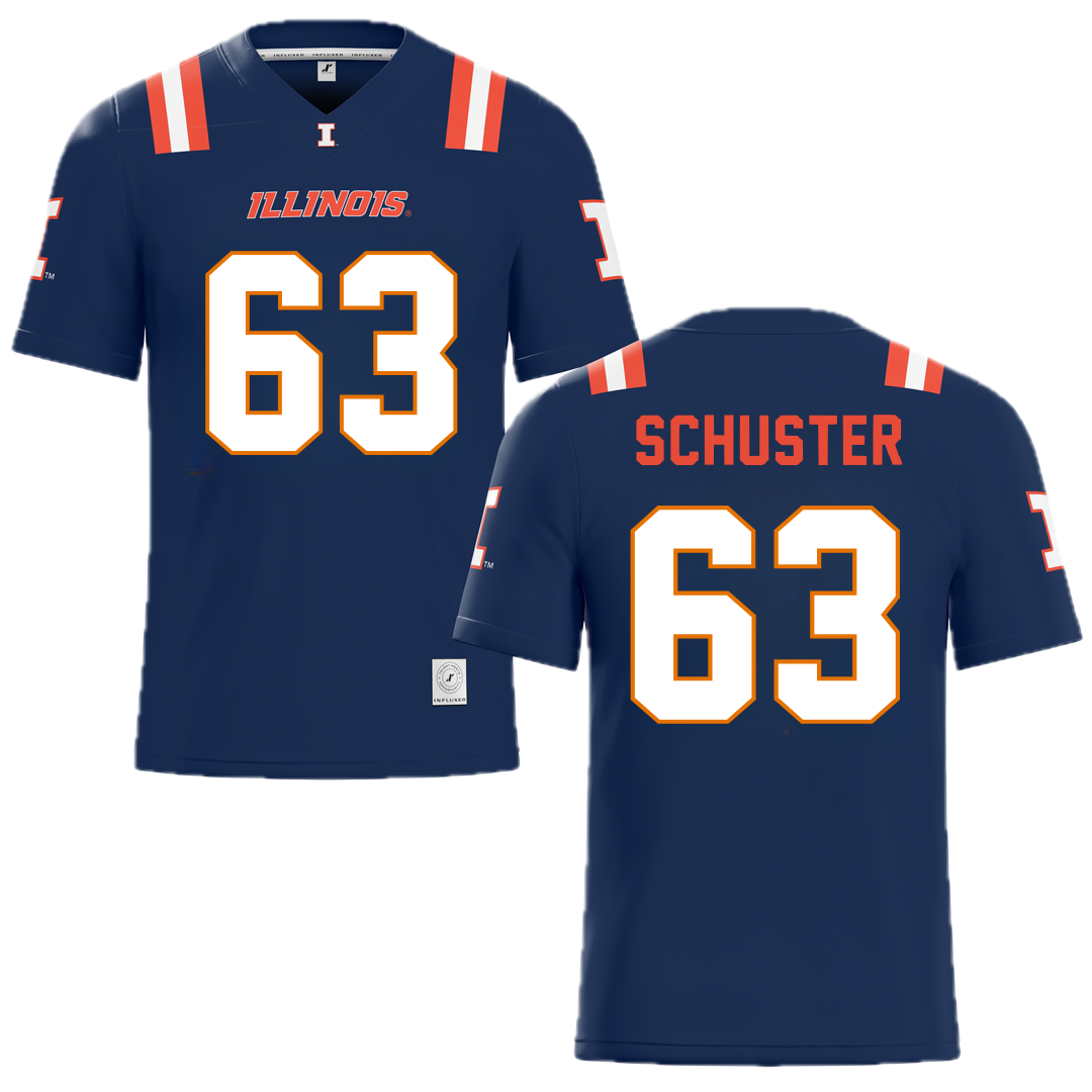 University of Illinois Blue Football Jersey - #63 Dezmond Schuster