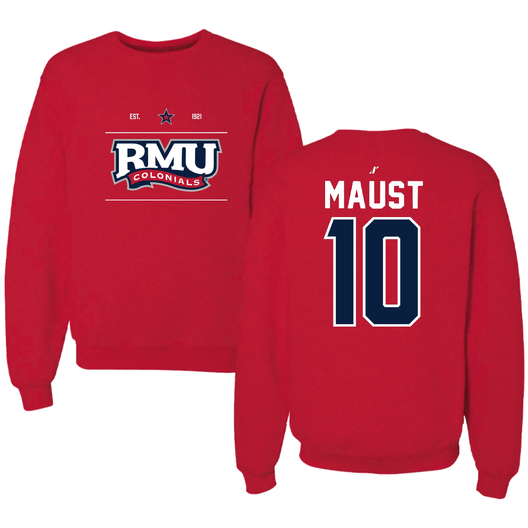 Robert Morris University Ice Hockey Red General Crewneck - #10 Paul Maust