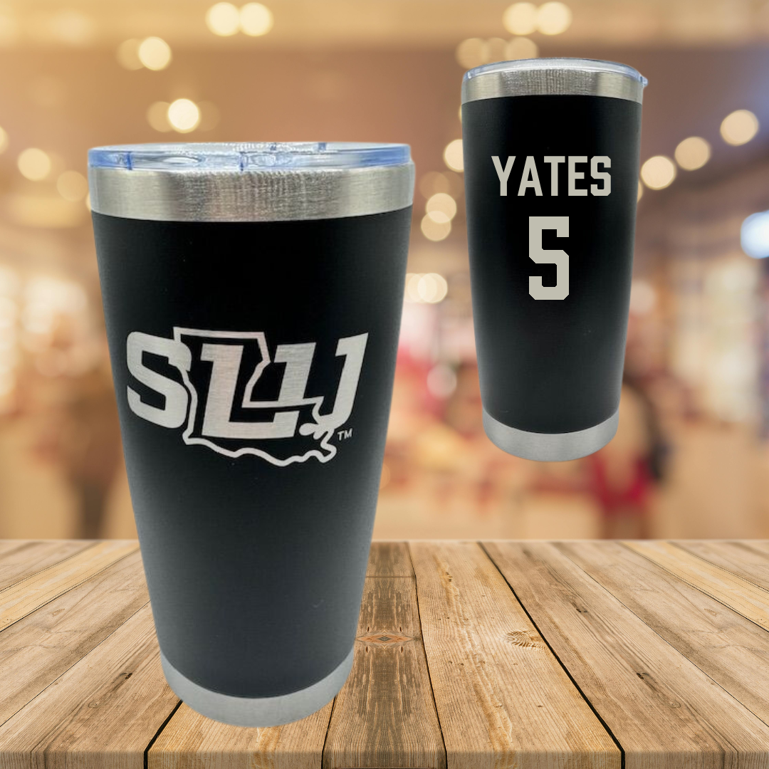 Southeastern Louisiana University Basketball Black Stainless Steel Tumbler - #5 Tyrell Yates