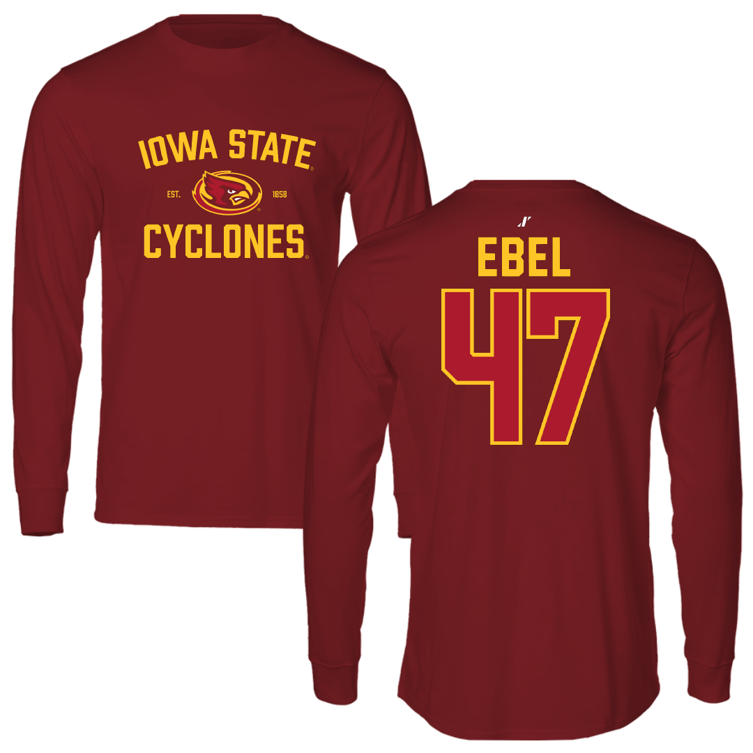 Iowa State University Football Cardinal General Long Sleeve - #47 Kooper Ebel
