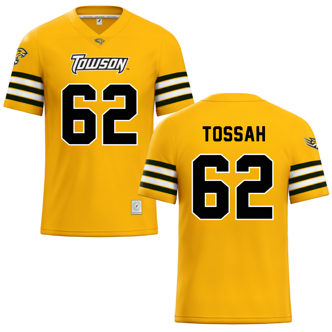 Towson University Gold Football Jersey - #62 Derick Tossah
