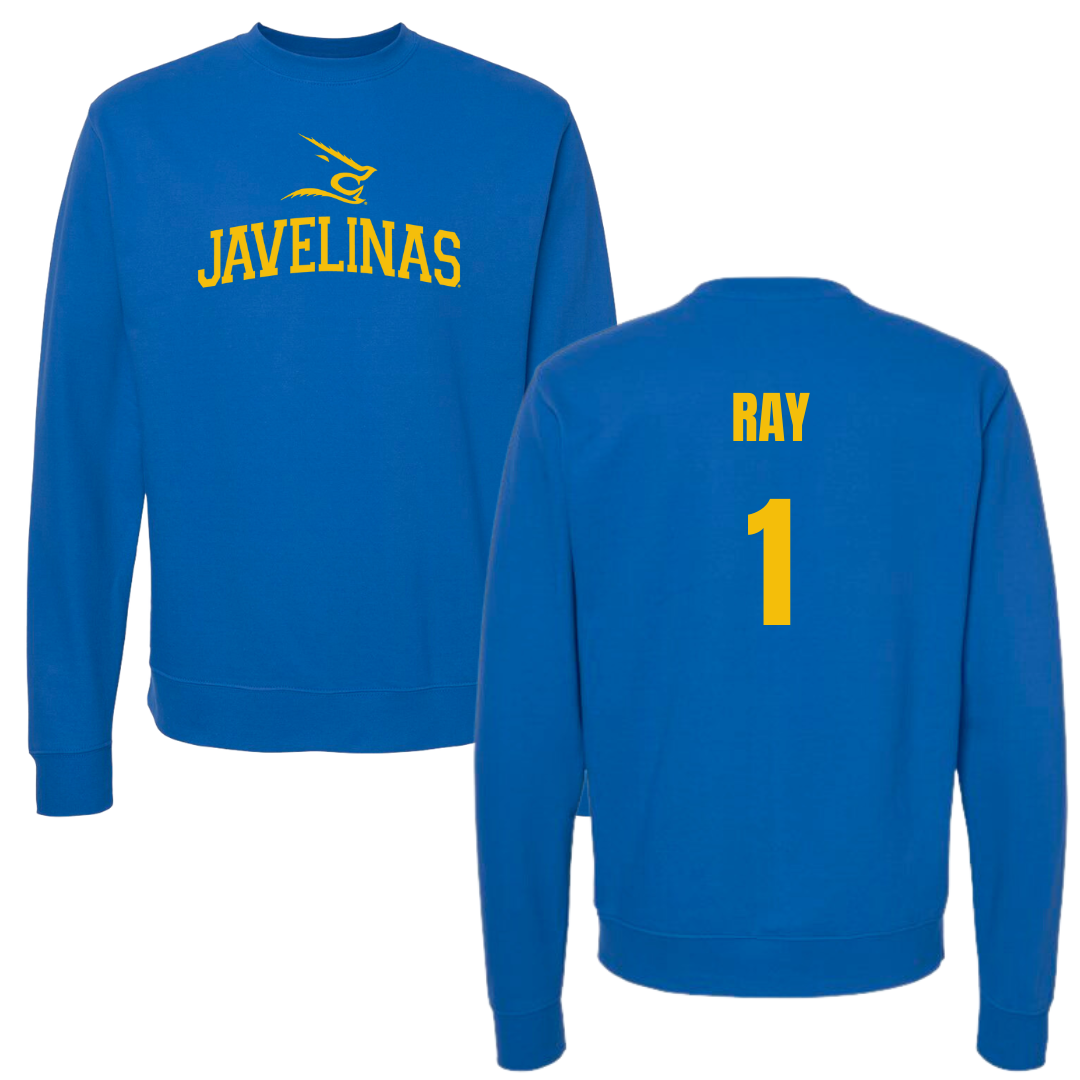 Texas A&M University-Kingsville Basketball Blue Crewneck - #1 Shelby Ray