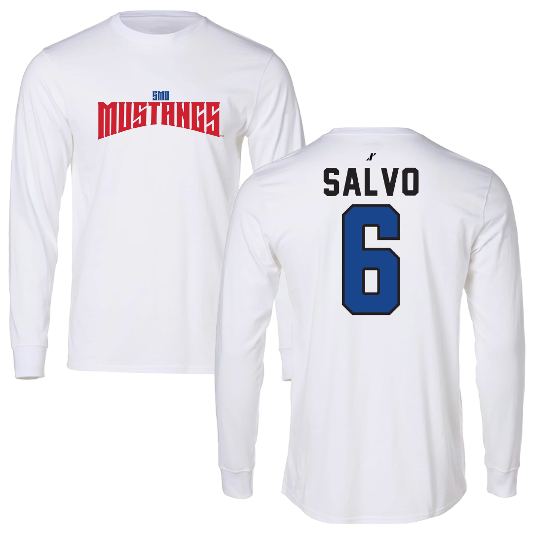 Southern Methodist University Soccer White Classic Long Sleeve - #6 Alex Salvo