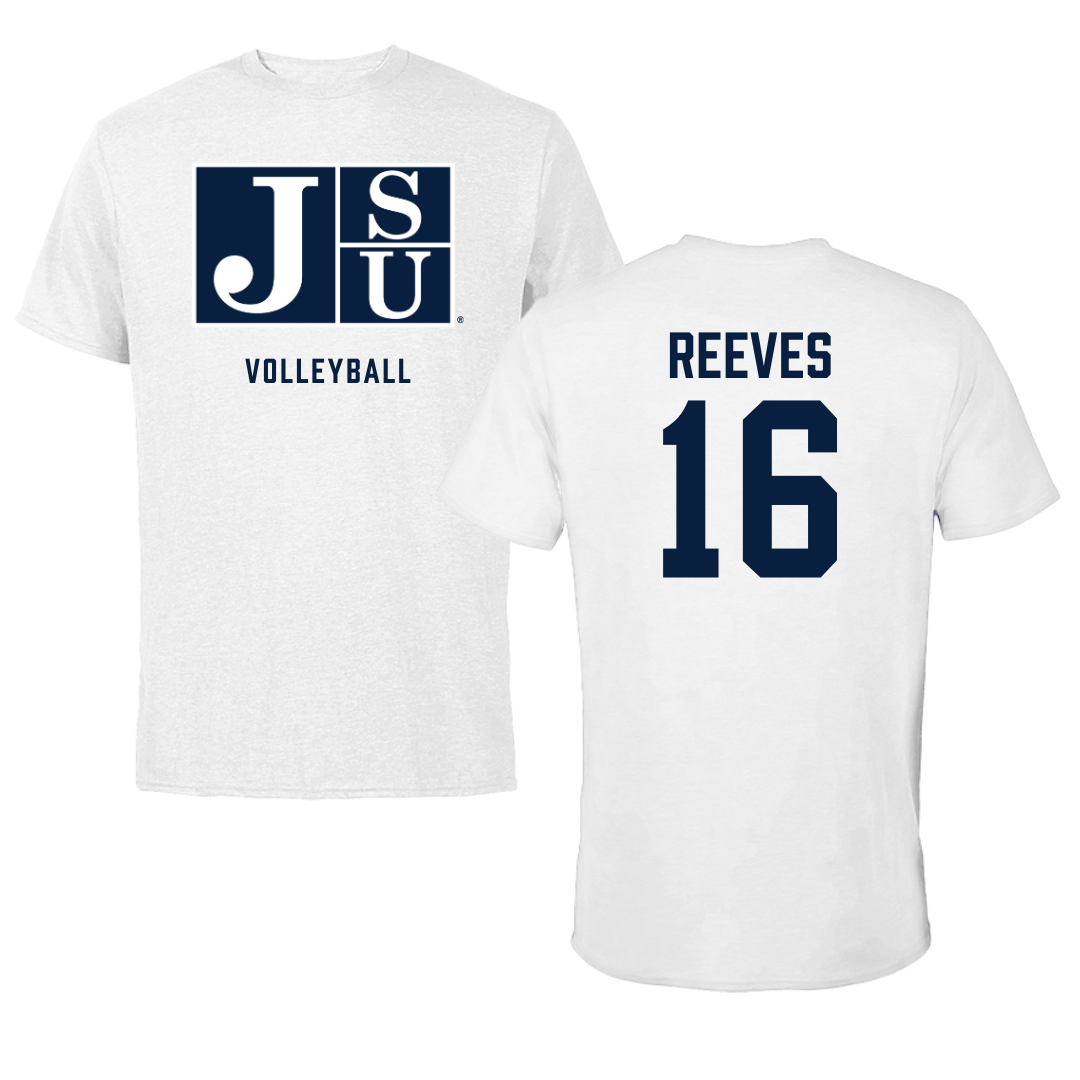 Jackson State University Volleyball White Tee - #16 Maya Reeves