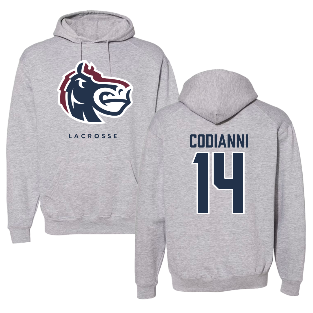 Fairleigh Dickinson University-Metropolitan Campus Lacrosse Gray Hoodie - #14 Nora Codianni