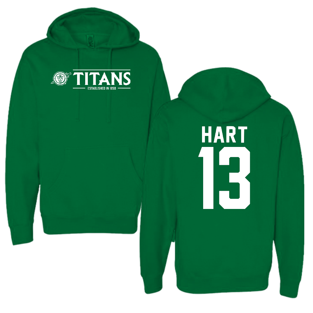 Illinois Wesleyan University Football Green General Hoodie - #13 Shyne Hart