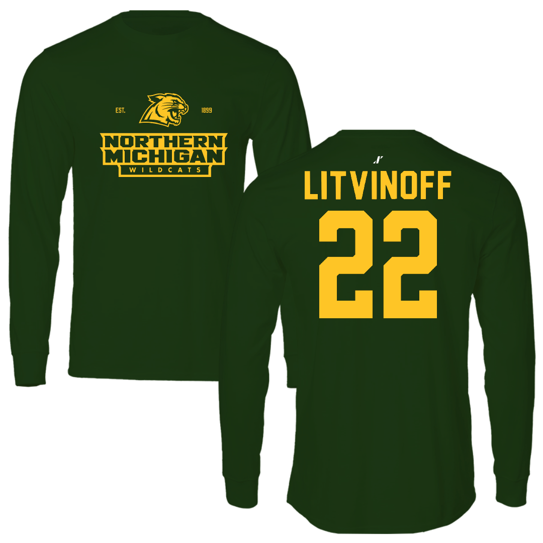 Northern Michigan University Basketball Forest Green General Long Sleeve - #22 Kennedy Litvinoff