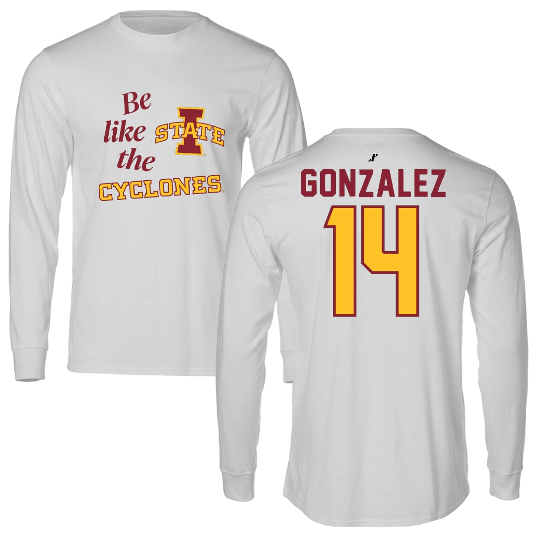 Iowa State University Volleyball Light Gray Be Like Us Performance Long Sleeve - #14 Nayeli Gonzalez
