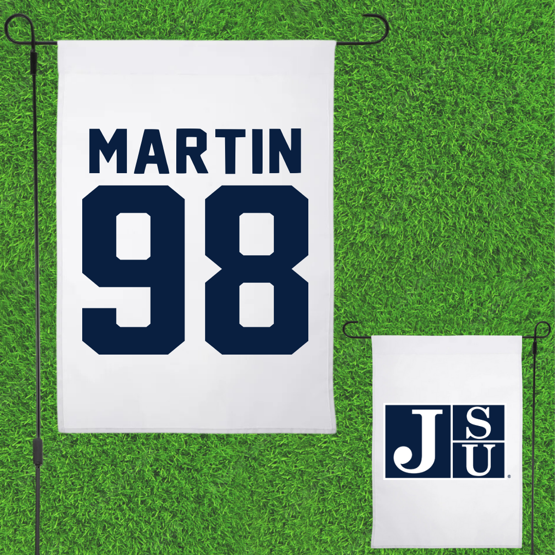 Jackson State University Football White Garden Flag - #98 Tyas Martin