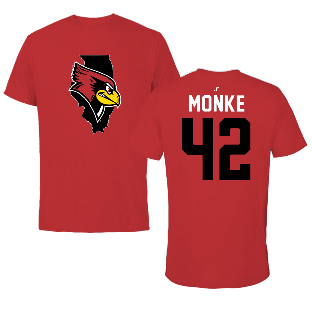 Illinois State University Baseball Red State Performance Tee - #42 Carter Monke