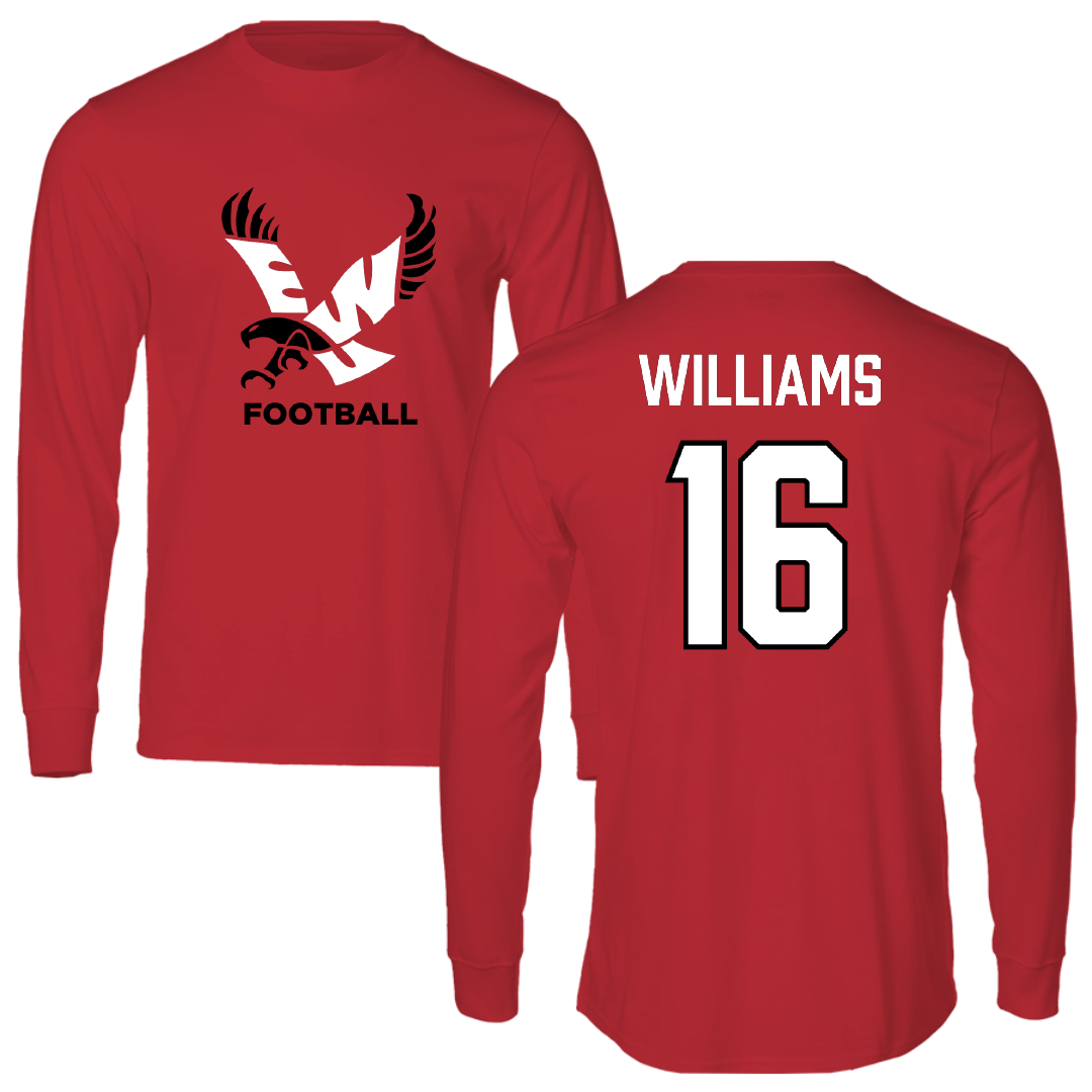 Eastern Washington University Football Red EWU Performance Long Sleeve - #16 Miles Williams