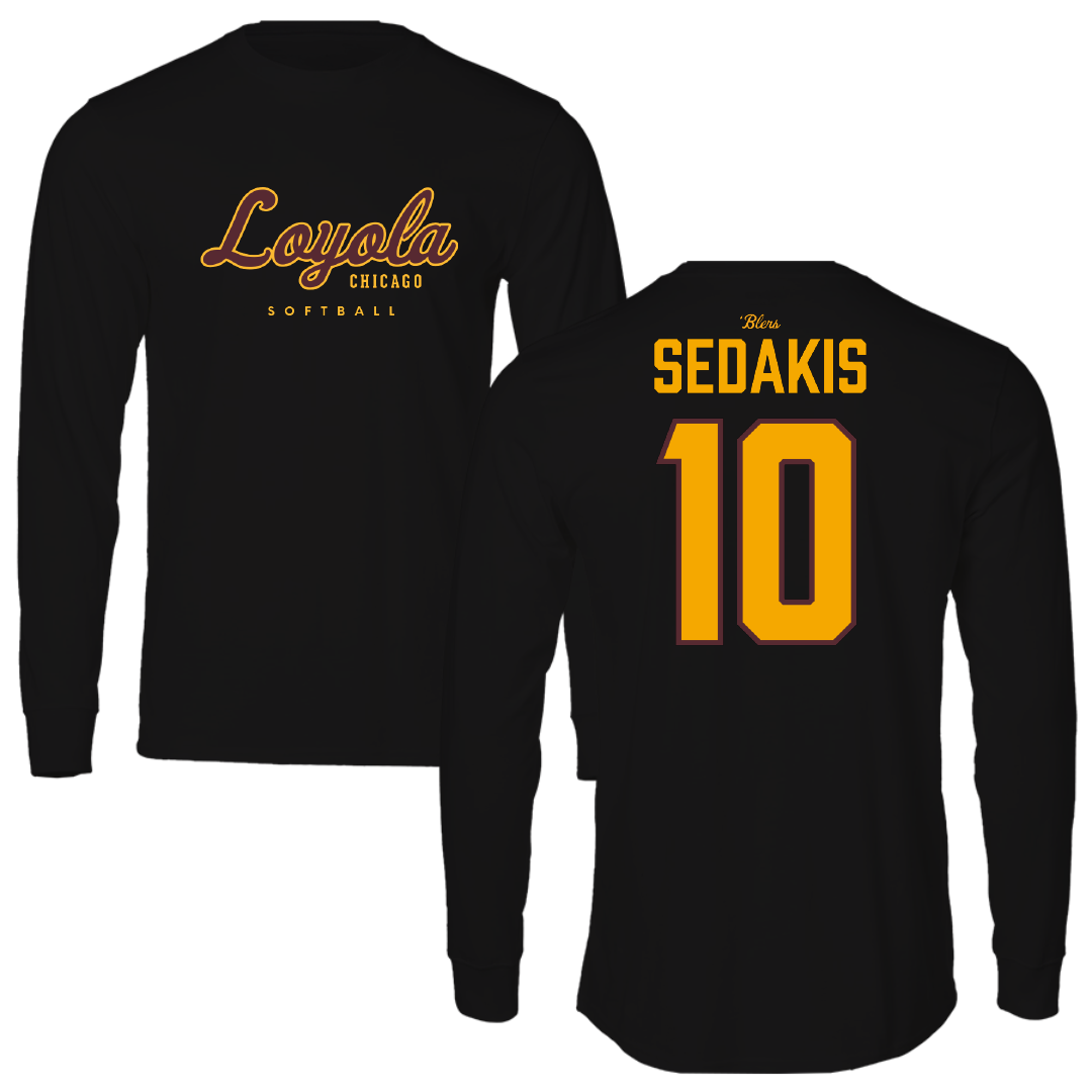Loyola University-Chicago Softball Black Performance Long Sleeve - #10 Liz Sedakis