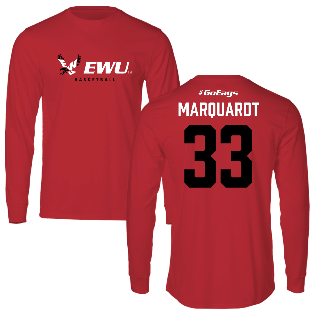 Eastern Washington University Basketball Red Long Sleeve - #33 Emmett Marquardt