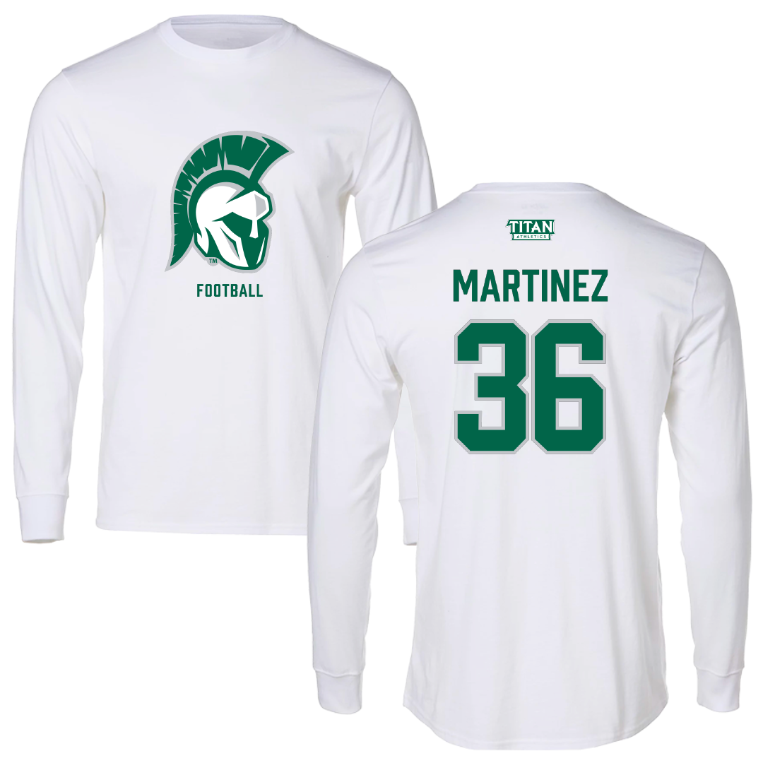 Illinois Wesleyan University Football White Performance Long Sleeve - #36 Yahir Martinez