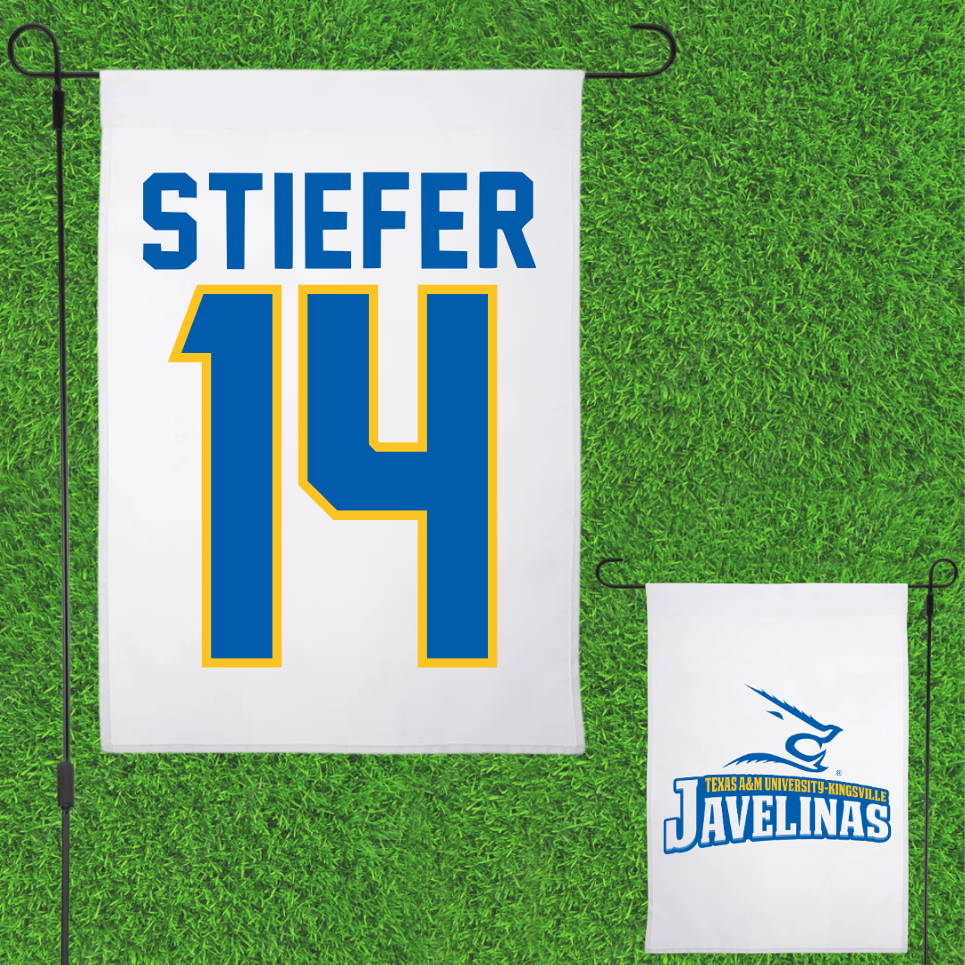 Texas A&M University-Kingsville Volleyball White Garden Flag - #14 Meghan Stiefer
