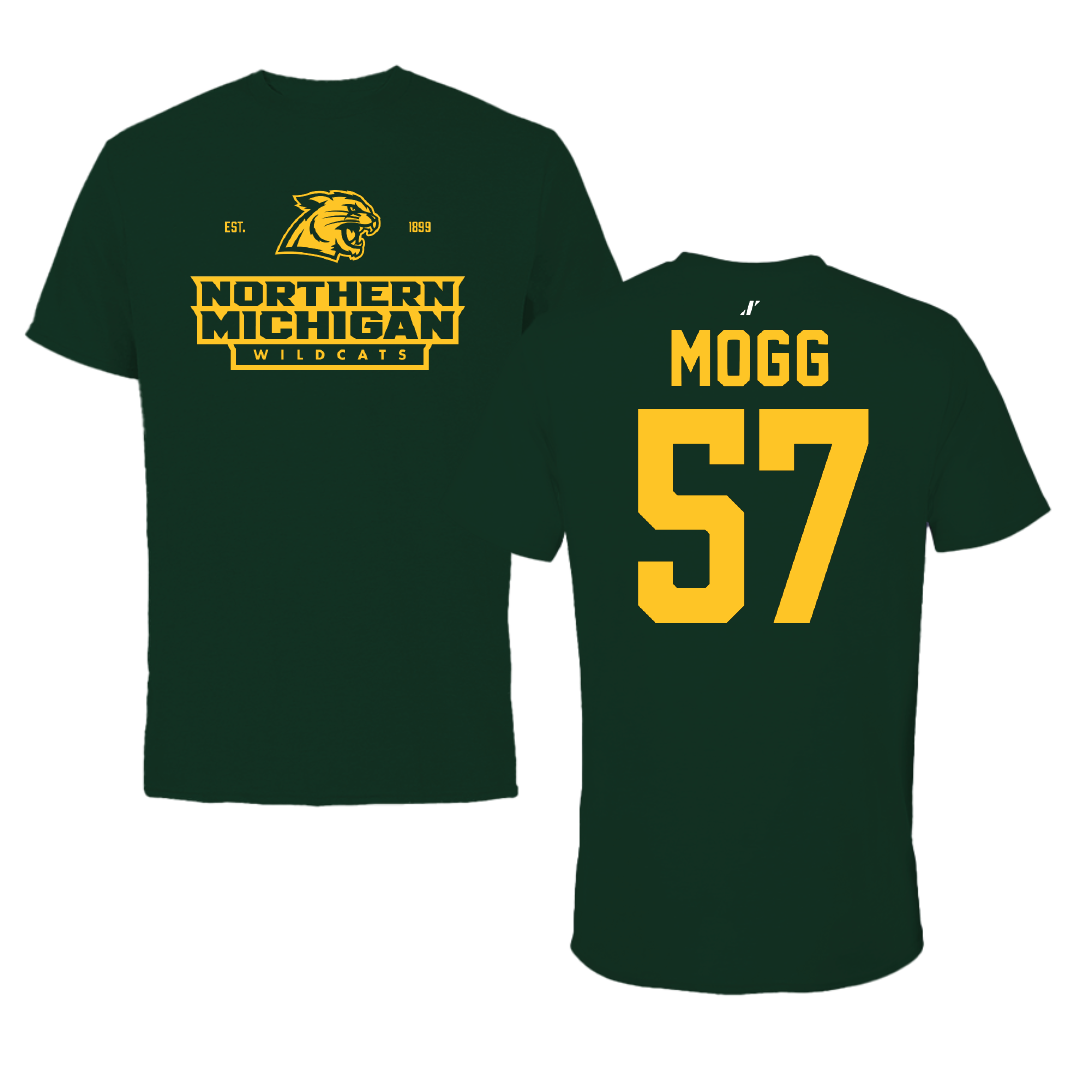 Northern Michigan University Football Forest Green General Tee - #57 Logan Mogg