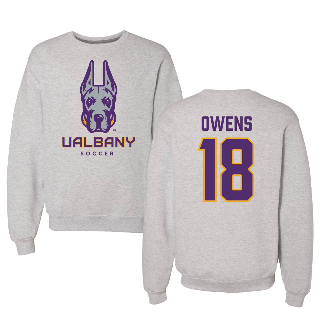 University at Albany Soccer Gray Crewneck - #18 Claire Owens