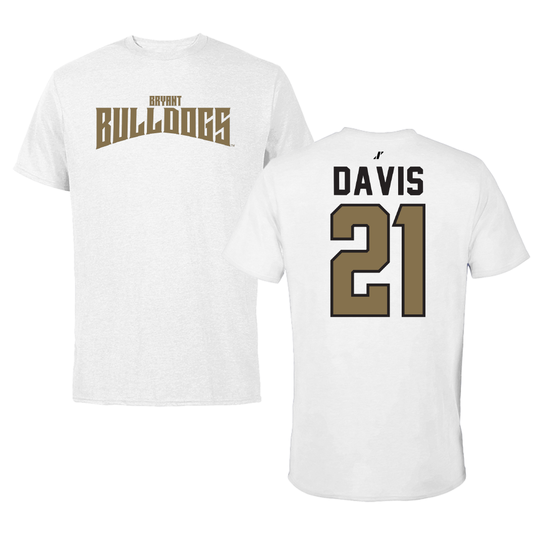 Bryant University Basketball White Classic Tee - #21 Aaron Davis