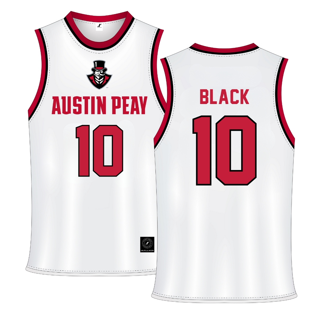 Austin Peay State University White Basketball Jersey - #10 Harrison Black