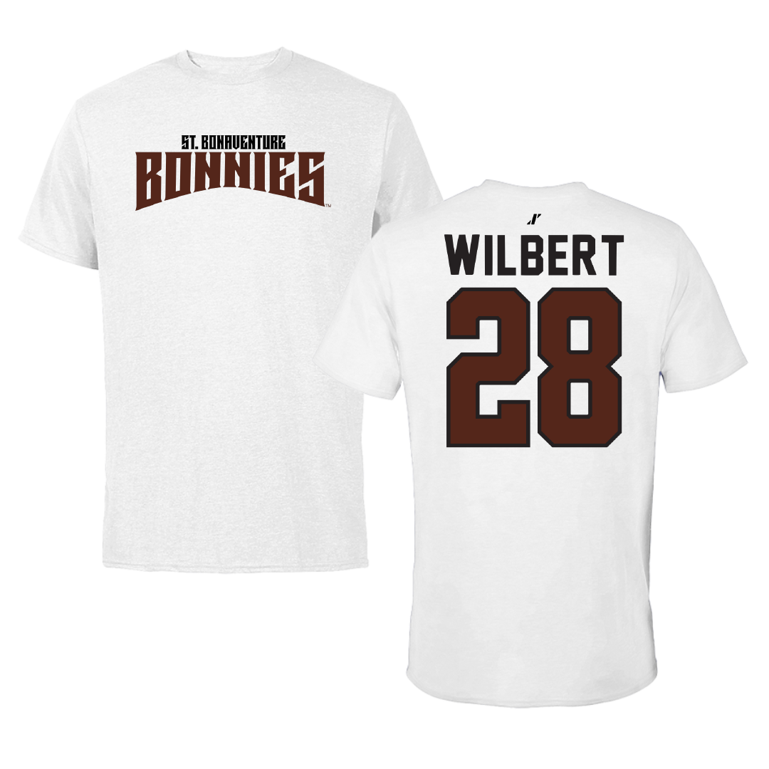 St. Bonaventure University Soccer White Classic Performance Tee - #28 Andrew Wilbert