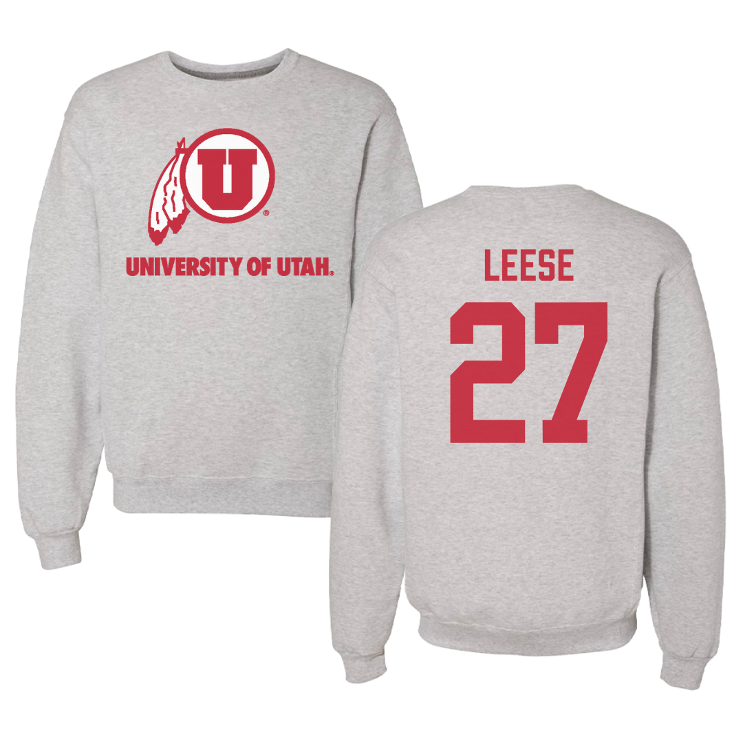 University of Utah Lacrosse Gray Crewneck - #27 Will Leese