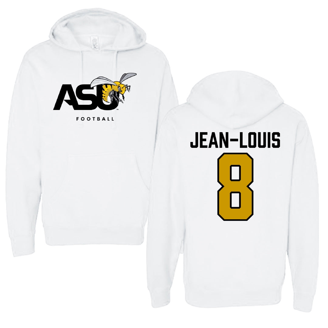 Alabama State University Football White ASU Hoodie - #8 Rhoody Jean-Louis