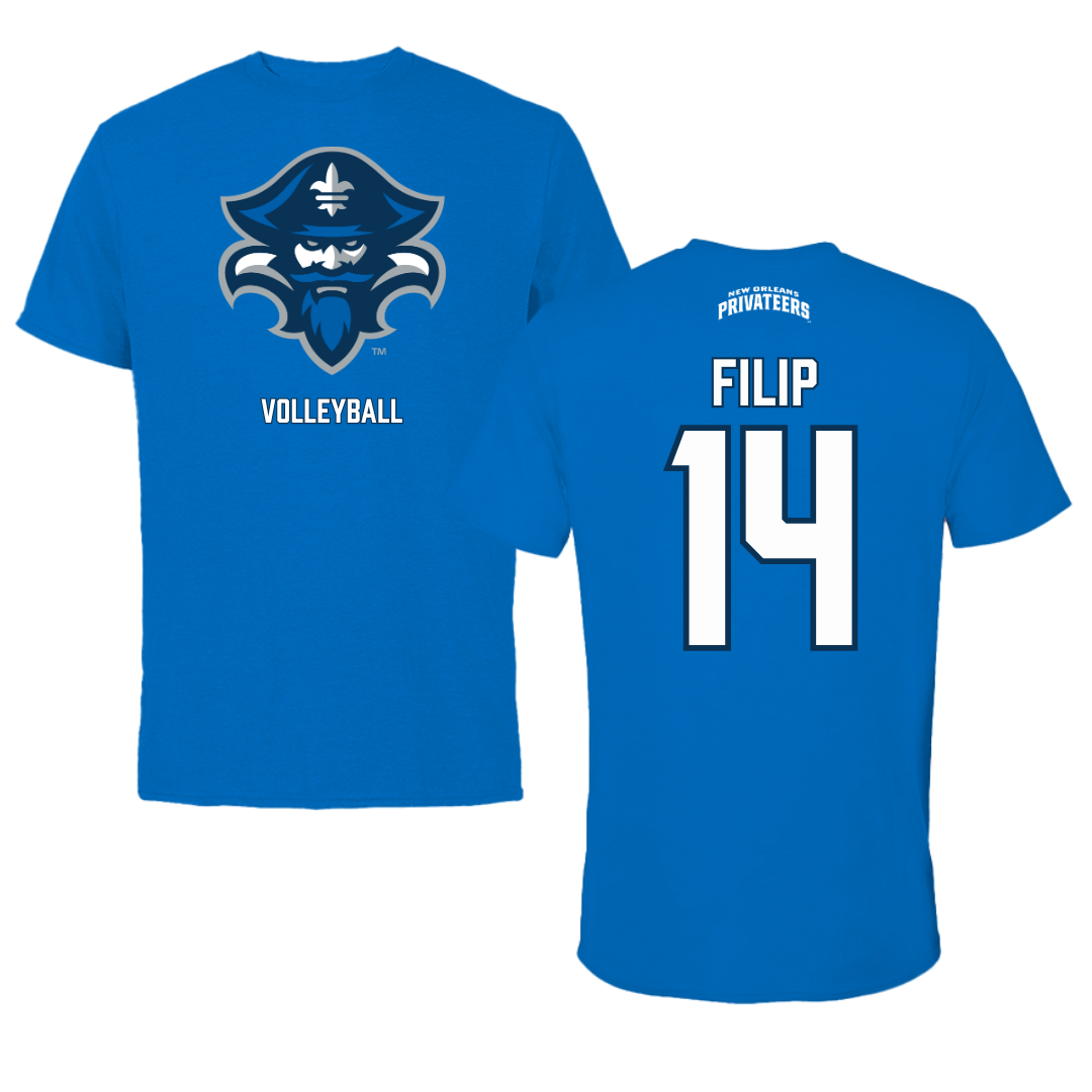 University of New Orleans Volleyball Blue Mascot Tee - #14 Ola Filip
