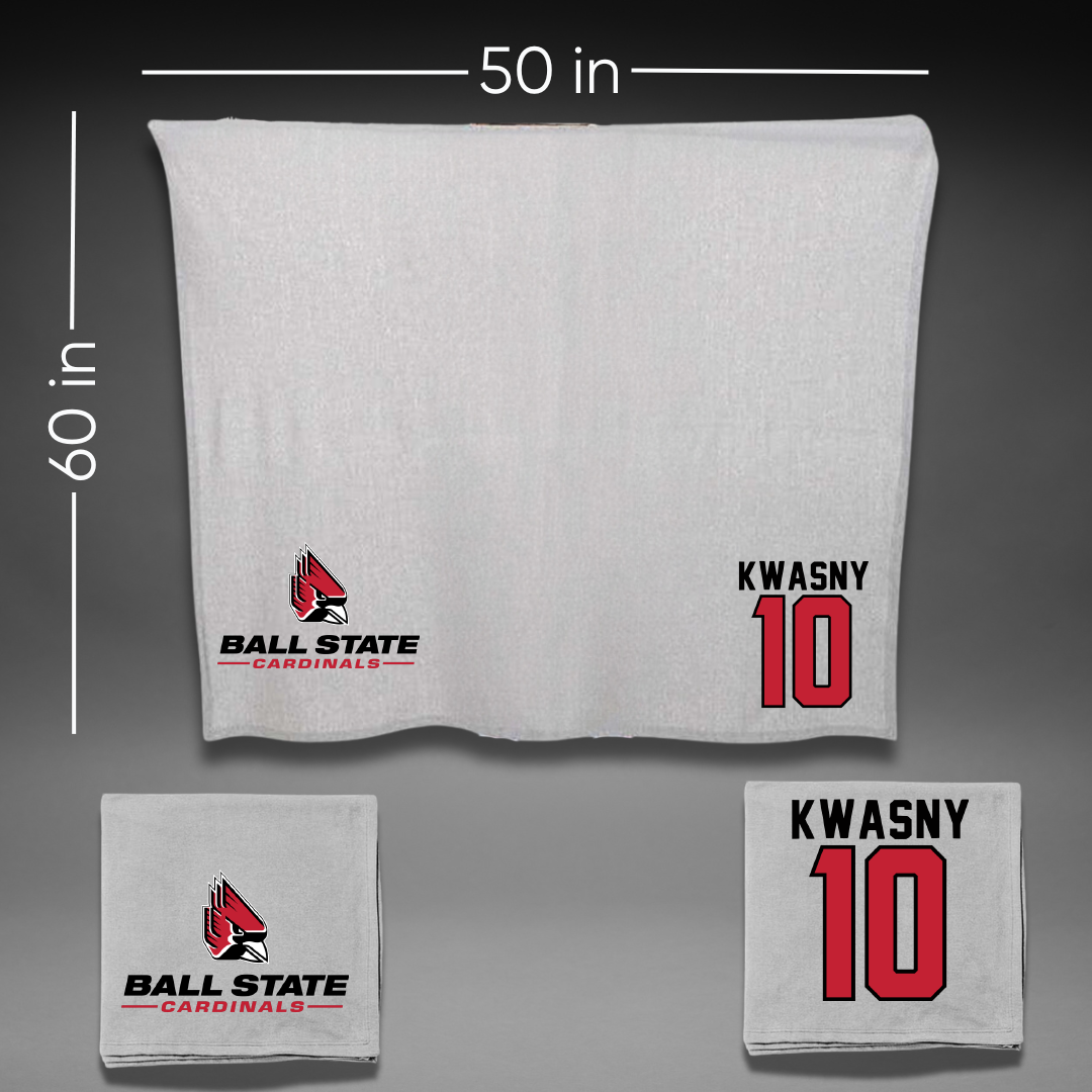 Ball State University Baseball Gray Blanket - #10 Zach Kwasny