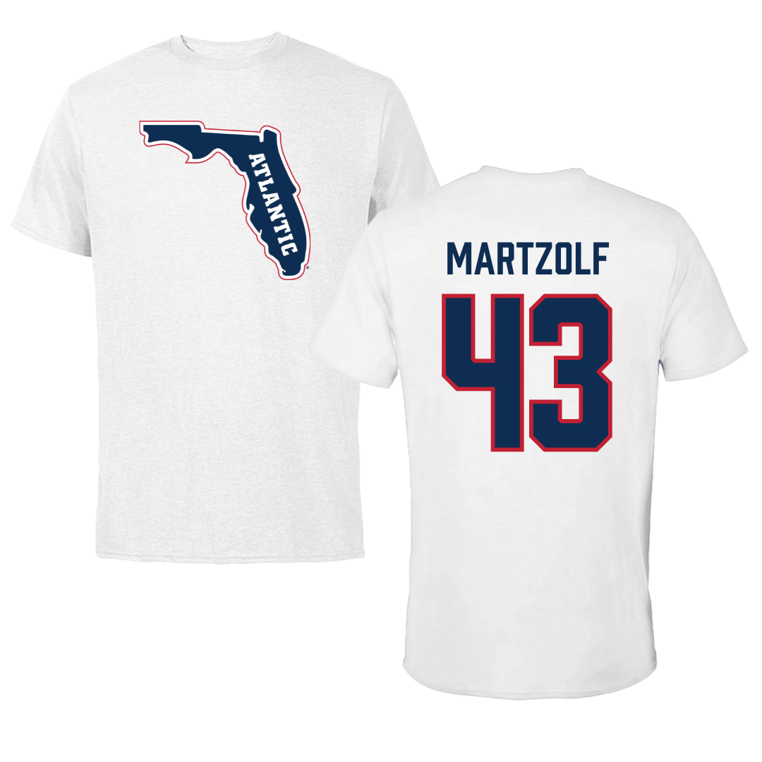 Florida Atlantic University Baseball White Performance Tee - #43 Max Martzolf