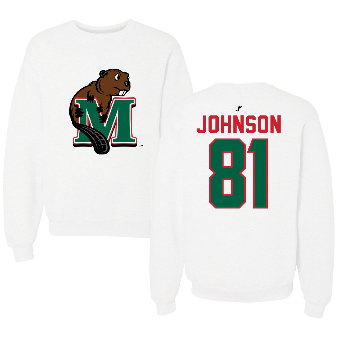 Minot State University Football White Crewneck - #81 Tyler Johnson