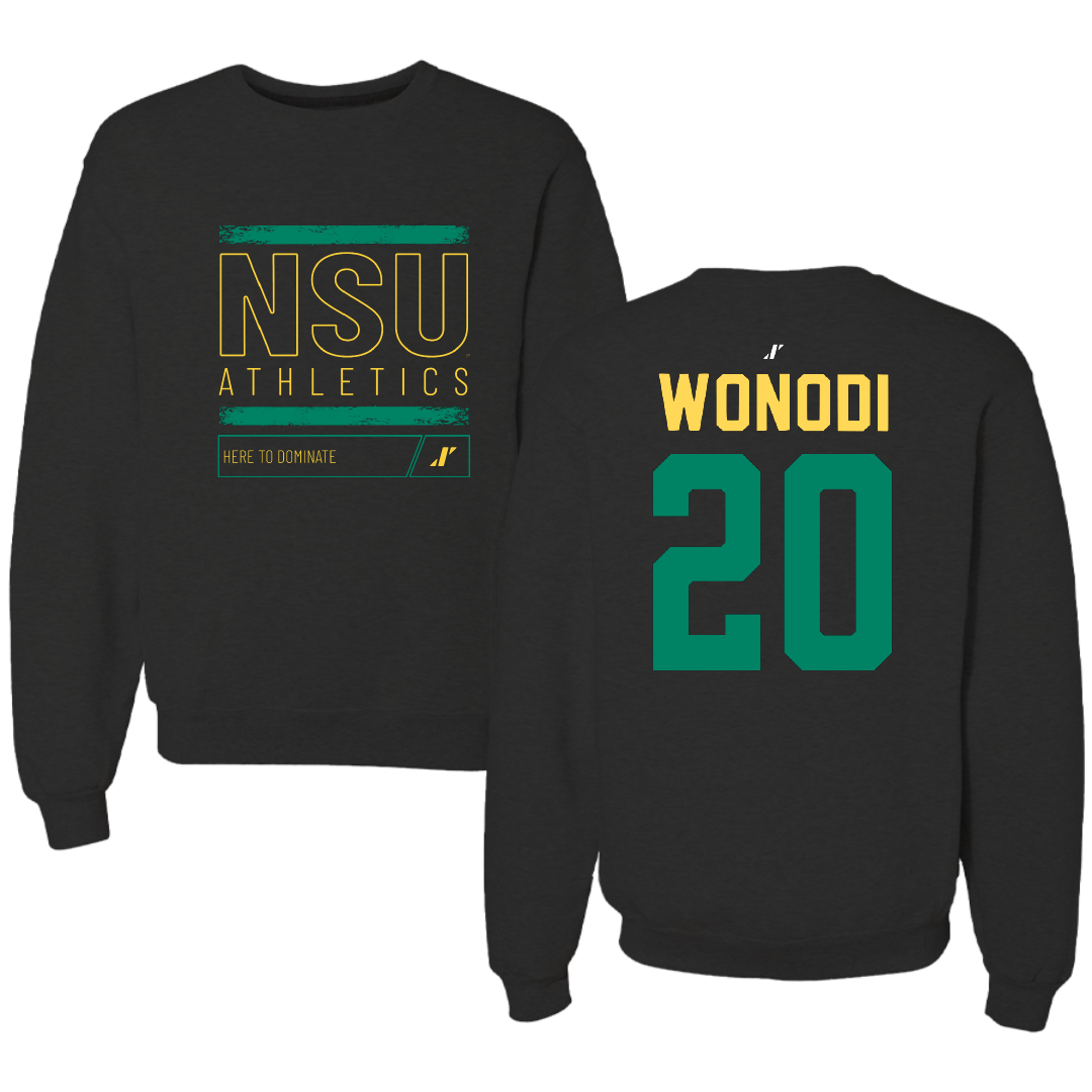 Norfolk State University Football Black Dominate Crewneck - #20 Jason Wonodi