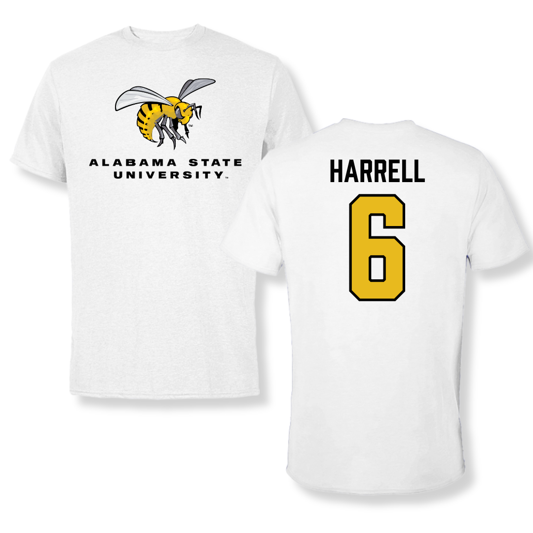 Alabama State University Football White Tee - #6 Ajai Harrell