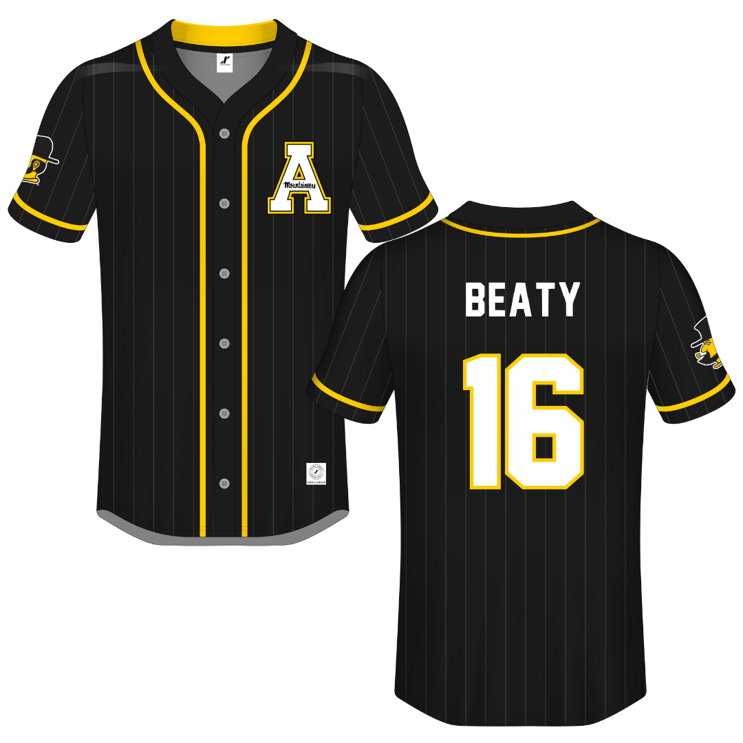 Appalachian State University Black Button-Down Jersey - #16 Jake Beaty