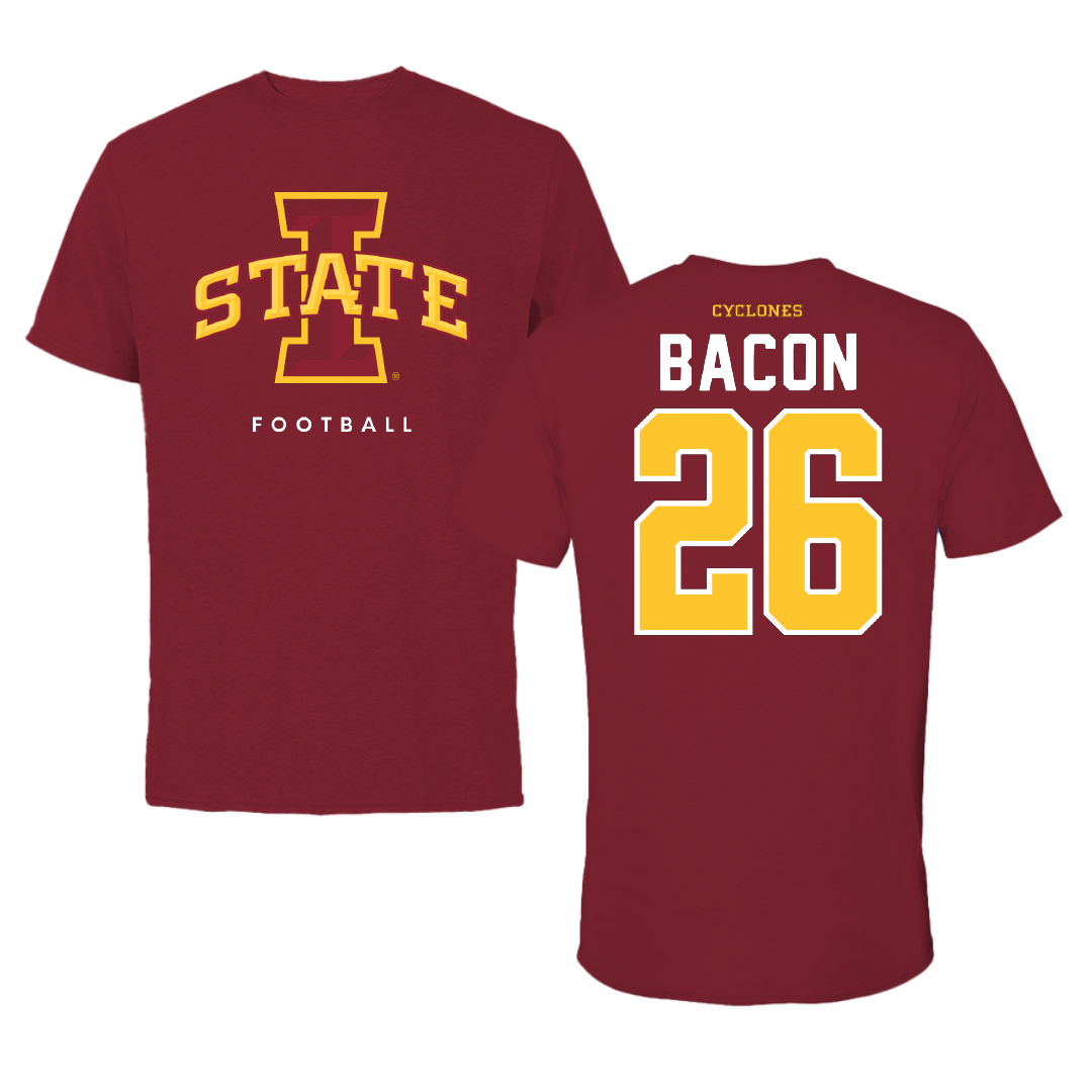 Iowa State University Football Cardinal Tee - #26 Caleb Bacon