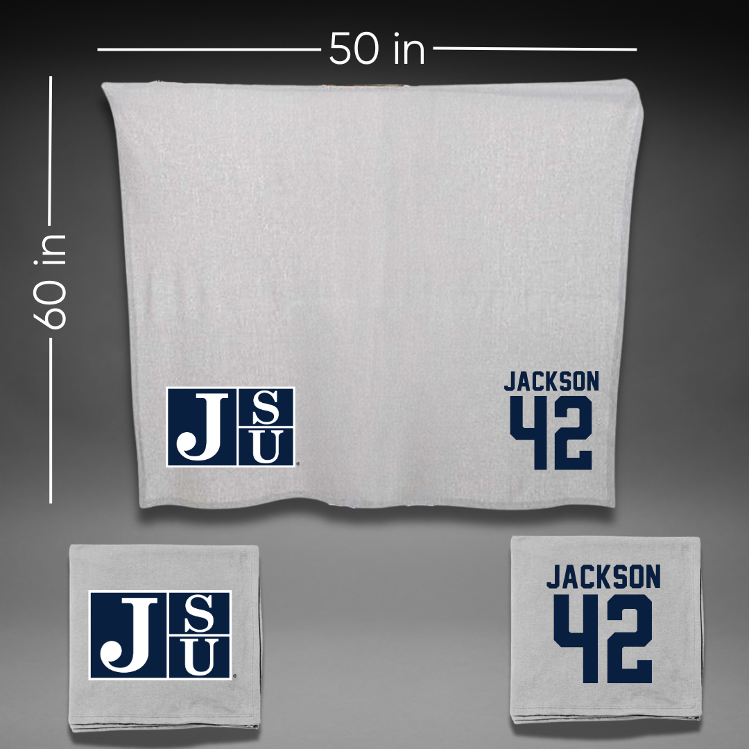 Jackson State University Softball Gray Blanket - #42 Jace Jackson